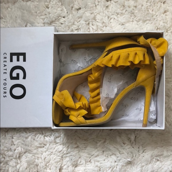 egoofficial Shoes - Ego Official Yellow Suede Single strap heels